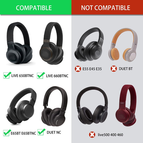 Live 650 BTNC E65BTNC Ear cushion Memory Foam ear pads Replacement Compatible with JBL E65 E65BTNC / DUET NC/LIVE 650BTNC LIVE 660 BTNC Headphones...