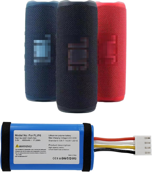 GSP-1S2P-F6D 4800mAh Battery Compatible with JBL Flip 6 Waterproof Bluetooth Speaker with Tools Battery Part NO Flip6 3.6V...