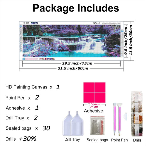 DIY 5D Diamond Painting Kits for Adults Waterfall Embroidery Full Round Drill Large Size(31.5x11.8 inch) Diamond Crystal Gem Arts Painting Craft f...