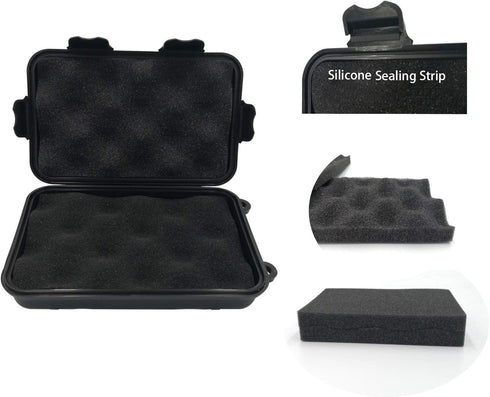Anti-Pressure Shockproof Container Box Plastic Dry Storage Box with Foam Floating Survivor Dry Case for Outdoors (Black)...