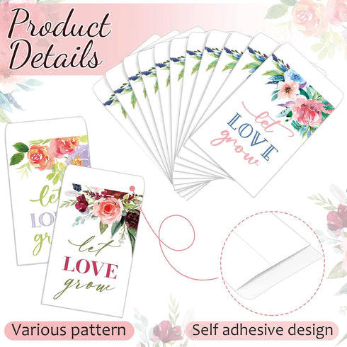 150 Pieces Greenery Seed Packets Let Love Grow Seed Packets Self Adhesive Wedding Envelopes Retro Christmas Valentine Wedding Favors for Guests, 3...