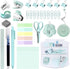 Mini Office Supply Kit, Teal Mini Stapler with Staples and Tape Dispenser Set, Mini Stationary Kit Includes Sticky Notes Index Tabs Highlighters G...