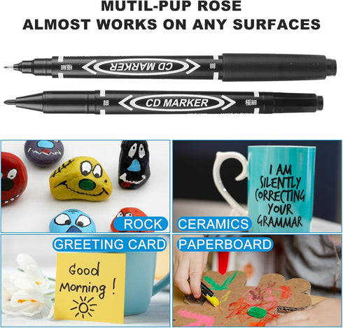 Black Markers for Drawing, 10 Pack Dual Tip Brush Pens Permanent Marker Set for Art Drawing Sketching Writing Dooding Marking...