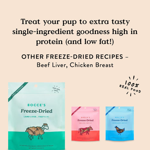 Bocce's Bakery Freeze Dried Lamb Liver Treats for Dogs - All-Natural, Freeze-Dried Treats Made with One Ingredient, Made in The USA, 3 oz...