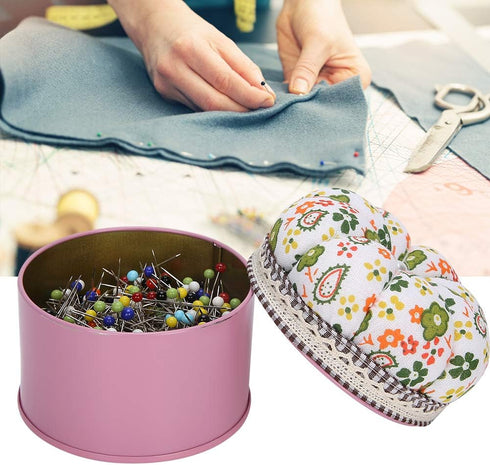 500Pcs Glass Pin, Sewing Pins Ball Glass Head Pins Needle Tinplate Box Cloth Pin Cushion Quilting Decorating Tool Sewing CraftsStraight Pins...