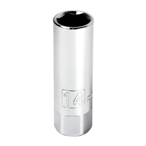Powerbuilt 3/8-Inch Drive 14mm Spark Plug Socket, Chrome Vanadium Steel with Rubber Insert, Z-Drive 6-Point Design, Forged Size Markings for Easy ...
