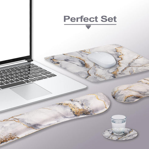 ArtSo Keyboard Wrist Rest and Mouse Pad with Wrist Support Set Ergonomic Coaster, Memory Foam Mousepad Non-Slip Rubber Base Durable Comfortable fo...