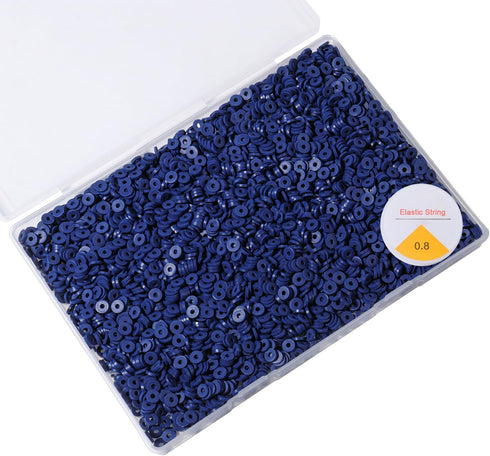 4000pcs Royal Blue Clay Beads Bracelet Making Kit, 6mm Flat Round Polymer Clay Beads Spacer Heishi Beads for Jewelry Making Earring Necklace...