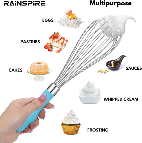 12-Inch Wire Whisk Stainless Steel, Balloon Whisks for Cooking, Wisk Wisking Tool With Soft Silicone Handle, Thick Durable Whisker for Blending, B...