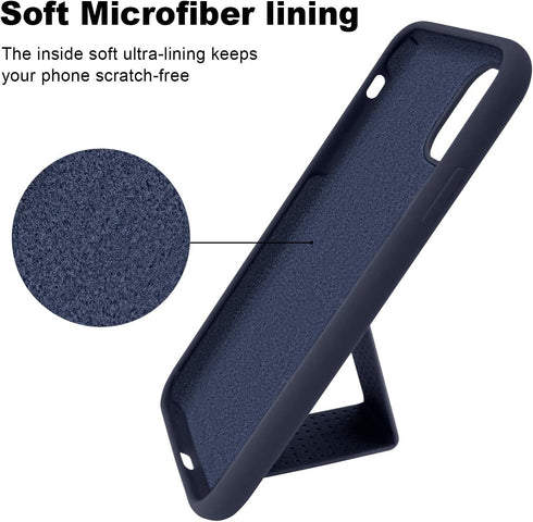 LAUDTEC Silicone Kickstand Case Compatible with iPhone 11, Vertical and Horizontal Stand Hand Strap Metal Kickstand Cover, Flexible Soft Liquid Si...