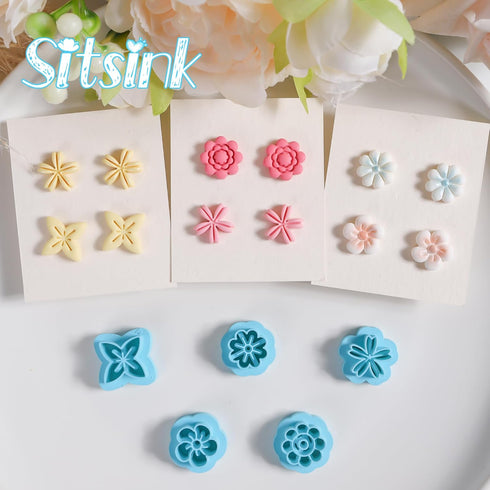 Mini Polymer Clay Cutters - 18 Pcs Clay Cutters for Polymer Clay Jewelry, Daisy Flower Polymer Clay Jewelry Cutters, Small Stud Earrings Polymer C...