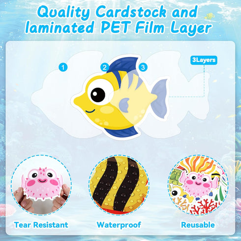 gisgfim Ocean Fish Bulletin Board Decorations with Background Paper Christian Sea Animals Cutouts Under The Sea Jesus Classroom Decor for Kids Sun...