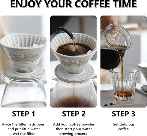 Bincoo Ceramic Coffee Dripper 1-2 Cup,V60 Pour Over Cone Coffee Maker Size 01 for Home Baristas-Easy Manual Brew Maker Gift,Planet Pour Over Coffe...