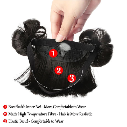 1 Pack Baby Wig Braid Hairband wig for kids baby headband baby hair Children Fake Bangs Head Buckle COS Hair Accessories Baby (Black)...