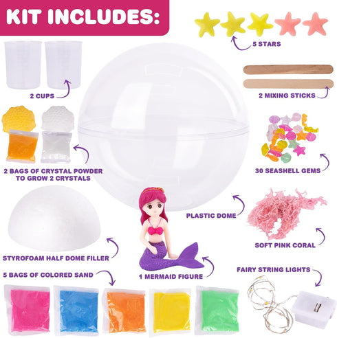 ArtCreativity Crystal Mermaid Terrarium Kit for Kids - Mermaid Craft STEM Project for Toddlers 4-6 - Adorable Mermaid Gift for Girls 5-7 with Fair...