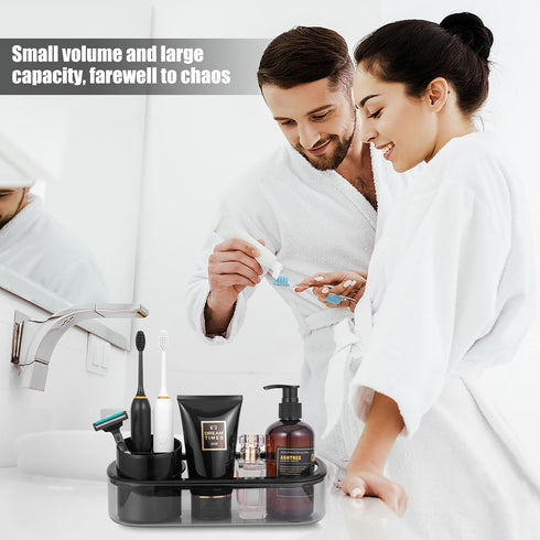 Black Toothbrush Holder for Bathroom,Detactable Bathroom Tray for Men,Electric Tooth Brushing Holder,Bathroom Countertop Organizer,Tooth Brush Too...