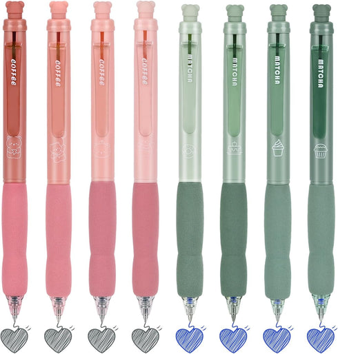 BAYTORY 8Pcs Retractable Erasable Gel Pens, 4 Blue & 4 Black Ink 0.5 mm Fine Point with Cute Eraser, Smooth Write Quick Dry School Office Note Tak...