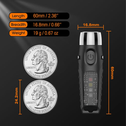 S12Plus Keychain Flashlight?610 High Lumen EDC Pocket Flashlight,USB C Rechargeable Mini LED Flashlight,Small Flashlight for Everyday use, Backpac...
