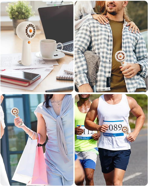 Portable Fan,Mini Small Handheld USB Rechargeable Personal Fan with 5 Speeds,10H Runtime Battery,Karabiner Design for Outdoor Commute Travel Offic...