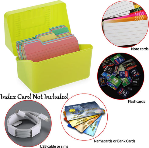 BTSKY 1 Pack 4 x 6 inch Index Card Box - Index Card Holder Notecard Box Recipe Card Box Plastic Storage Organizer for Filling Index Cards, Note Ca...