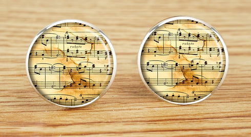 Custom Classic Jewelry Tuxedo Shirt Sliver Cufflinks Men's Unique Business Wedding Gifts (Music Notes)...
