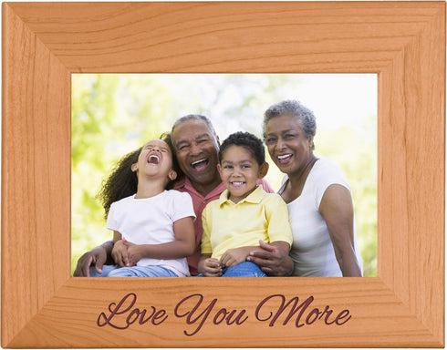 CustomGiftsNow Love You More - Engraved Wood Picture Frame Holds 4x6 Inch Photo...