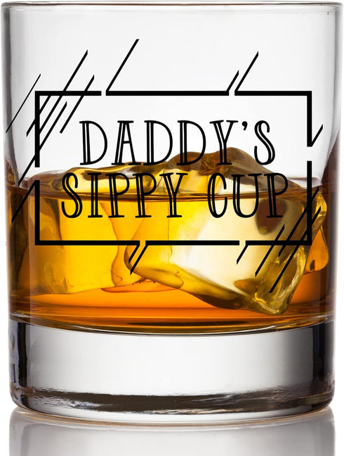 COOL AF Daddy’s Sippy Cup Whiskey Glass - Funny Whiskey Glasses & Bourbon Gifts for Men - Dad Gifts for New Dads & Husbands - Scratch Resistant, D...