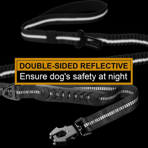 Heavy Duty Dog Leash, 4-6FT Shock Absorbing Tactical Dog Leash with 2 Padded Handles, Advanced Easy Metal Clip, No Pull Reflective Dog Leash for M...