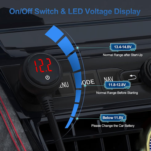 Car Cigarette Lighter Adapter, USB C Charger 30W and Quick Charge 3.0 Car Cigarette Lighter Splitter, 12V/24V Independent Switches, Fast Car USB C...