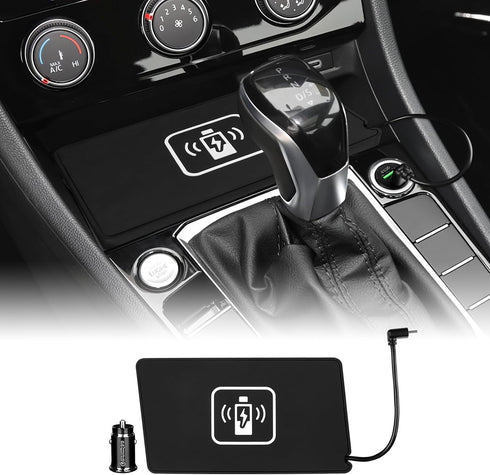 Compatible with Volkswagen Jetta Sprint 2019 2020 2021 2022 2023 Wireless Charger Pad Silicone Dual Charging Ports 15W Adapter for Smartphone Phon...