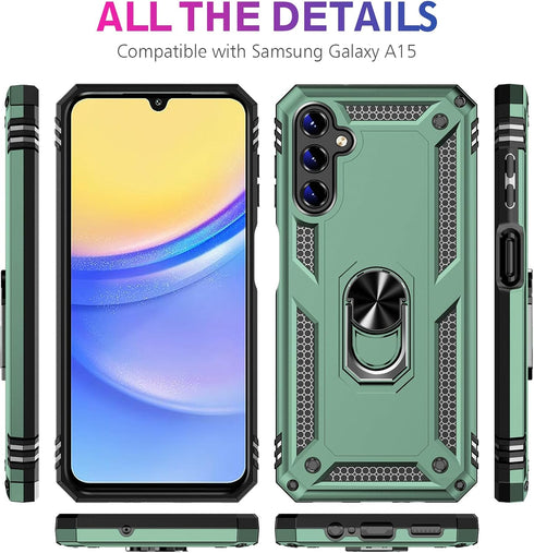 for Samsung Galaxy A15 Case with Screen Protector, Military Grade Rugged Shockproof Heavy Duty Shell A15 5G Protective Cover for Samsung A15 Magne...