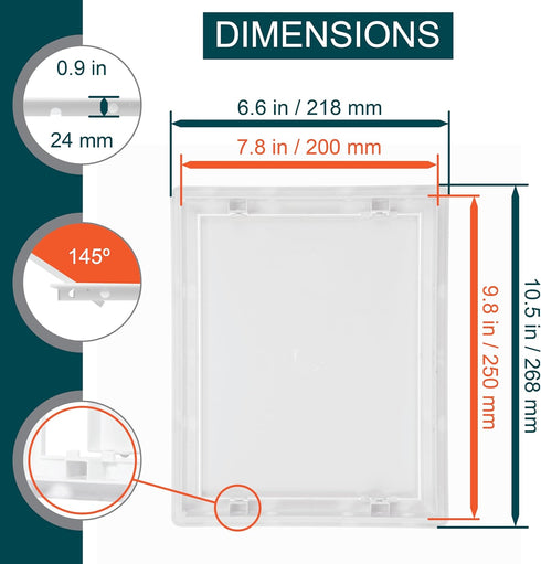 8" x 10" White Plastic Access Panel. Service Shaft Door Panel. Plumbing, Electricity, Heating, Alarm Wall Access Panel for Drywall. Bathroom Servi...