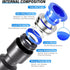 TAILONZ PNEUMATIC Blue Straight 2 Ways - 10MM Tube OD Push to Connect Tube Quick Fittings Push Lock PU-10 (Pack of 10)...