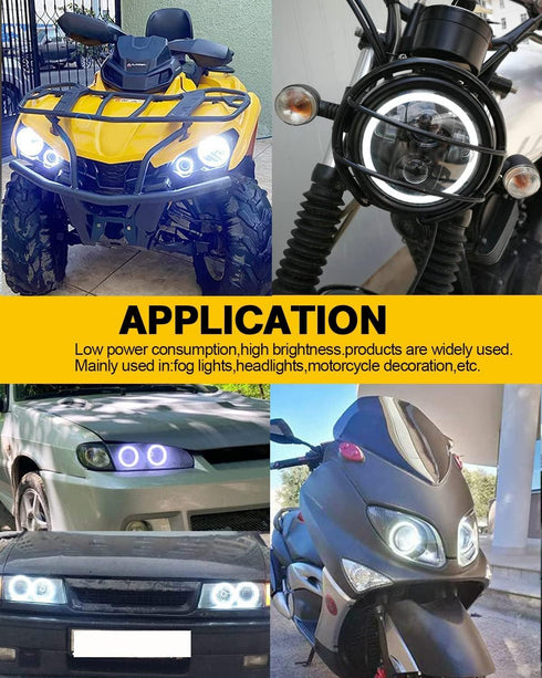 Qasim 1-Pair White 70MM 60SMD COB LED Halo Ring Angel Eyes Car LED Fog Light DRL with lampshade Cover 12V 24V DC...