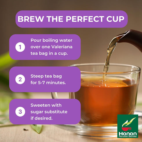 Hanan Valerian Root Tea for Bedtime 25 Bags - Te de Valeriana, Herbal Calming Night Tea - 100% Pure, Caffeine-Free, Non-GMO, Herb from Peru...