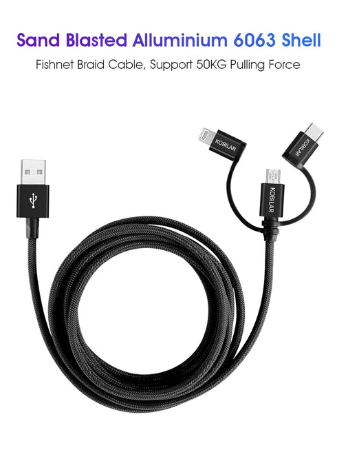 [Apple MFi Certified 3 in 1 USB Cable,USB A to Lightning/Type-C/Micro,3 in 1 Charging Cable, Multi Charger Cable,Compatible with iPhone,iPad,Samsu...