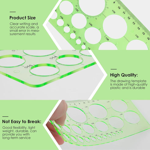 Giantree Circle Templates Measuring Ruler, 2Pcs Circle Stencil Geometry Ruler Geometric Drawing Stencil Ruler Digital Drawing Set for Office and S...