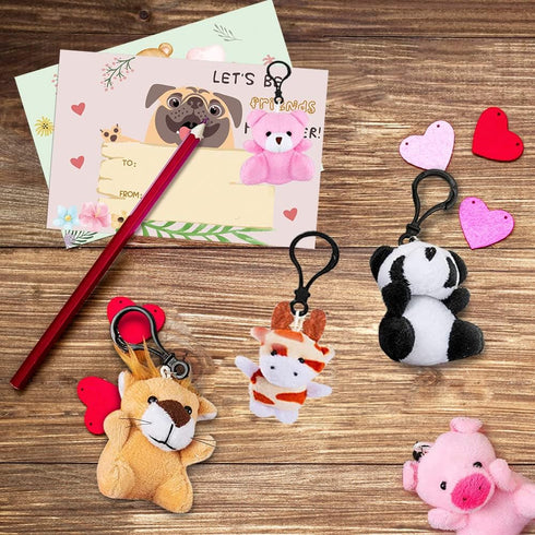 24 Pack Mini Plush Animals Toys, Small Stuffed Animal Plush Keychain Set for Goodie Bag Fillers, Easter Basket Stuffers, Easter Party Favors, Clas...