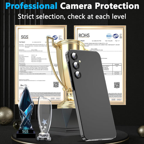 YWXTW for Samsung Galaxy A55 5G Camera Lens Protector, Individual Tempered Glass Camera Screen Protector Metal Ring Lens Cover for Galaxy A55 Acce...