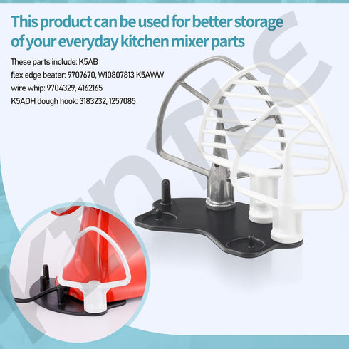 Stand Mixer Attachment Holders/Base Accessories Cradle - Compatible With Kitchenaid Mixer Organizer for 4.5QT/5QT/6QT, Equipped With Rubber Feet (...