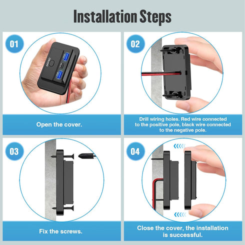 12V RV Type C USB Outlet with Power Switch 66W Dual QC3.0 USB &PD3.0 Quick Charge Socket 12V 24V Car Charger RV Switch Panel Car Charger with Wate...