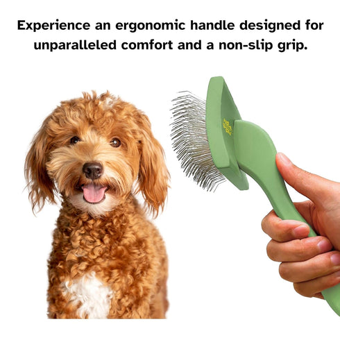Dog Slicker Brush for Goldendoodle Labradoodle Poodle, Professional Gromming Dematting Slicker Brush, Soft Long Stainless Steel Pins, Coat Slicker...