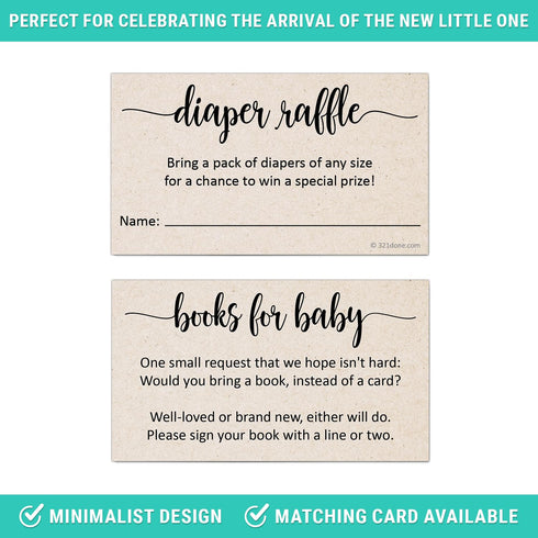 321Done Diaper Raffle Tickets, Made in USA - 3.5x2 Kraft Tan, With Name Line, Baby Shower Game, Enter to Win Drawing, Prize, Small - Pack of 50...