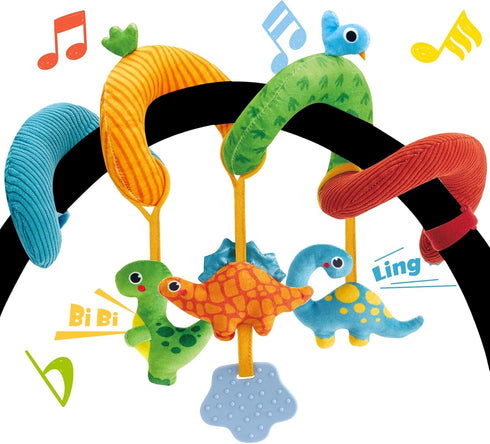 hahaland Car Seat Toys for Babies 0-6 Months Boy - Baby Toys 0-6 Months - Rattle, Mirror, Crinkle, Squeaky, Developmental Carseat Stroller Travel ...