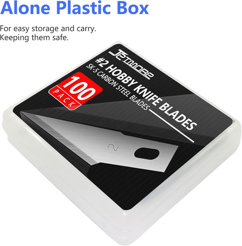 100 Pack Craft Hobby Blades #2 Craft Knife Blades Refill Hobby Knife Replacement Blade with Storage Box for Art and Crafting Scrapbooking Supplies...