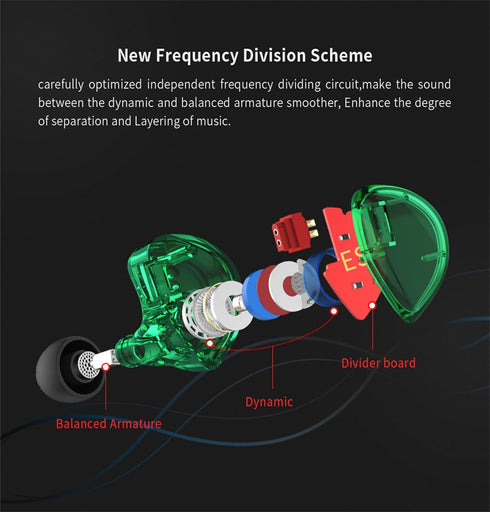 KZ ES4 Wired Earbuds, Extra Bass in ear Monitor Earbuds, High Fidelity Gaming Earbuds, 1dd 1ba Drivers Hybrid Technology iem Earphones KZ Headphon...