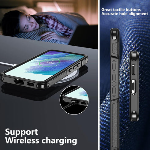 Justcool for Samsung Galaxy S22 Case, Dual Layer Heavy-Duty Rugged Shockproof Anti-Drop Protective Case for Samsung Galaxy S22 5G 6.1 Inch (Black)...
