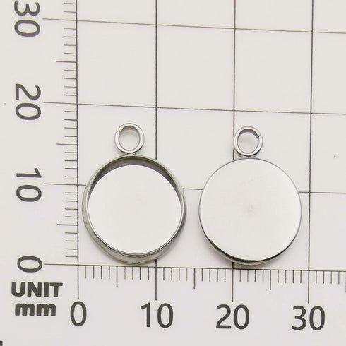 50pcs Fit 12mm Stainless Steel Round Blank Bezel Pendant Trays Base Cabochon Settings Trays Pendant Blanks for Jewelry Making DIY Findings (10162-...