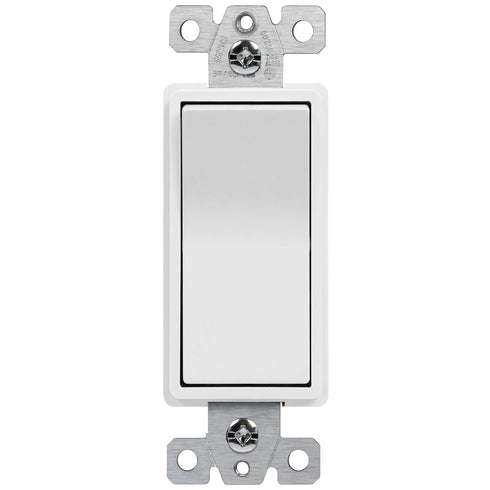 ENERLITES Single Pole Decorator Paddle Light Switch, Commercial Grade, 20A 120V-277V, Grounding Screw, Back Insert and Side Terminals, 91200-W, Wh...
