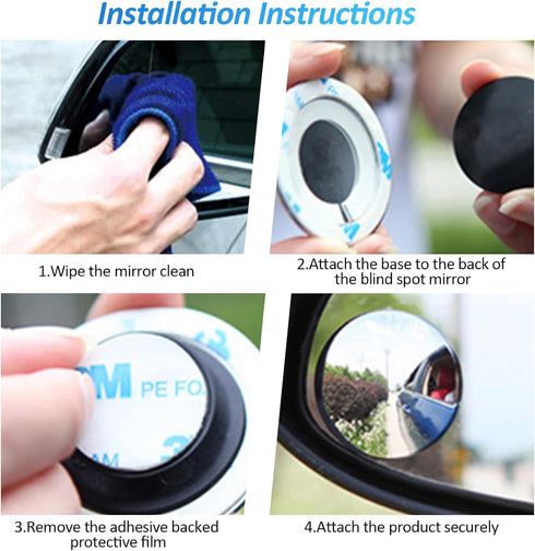 2PCS Blind Spot Mirror, 2" Round HD Glass Frameless Convex Rear View Mirrors,Exterior Accessories with Wide Angle Adjustable Use for Car SUV and T...